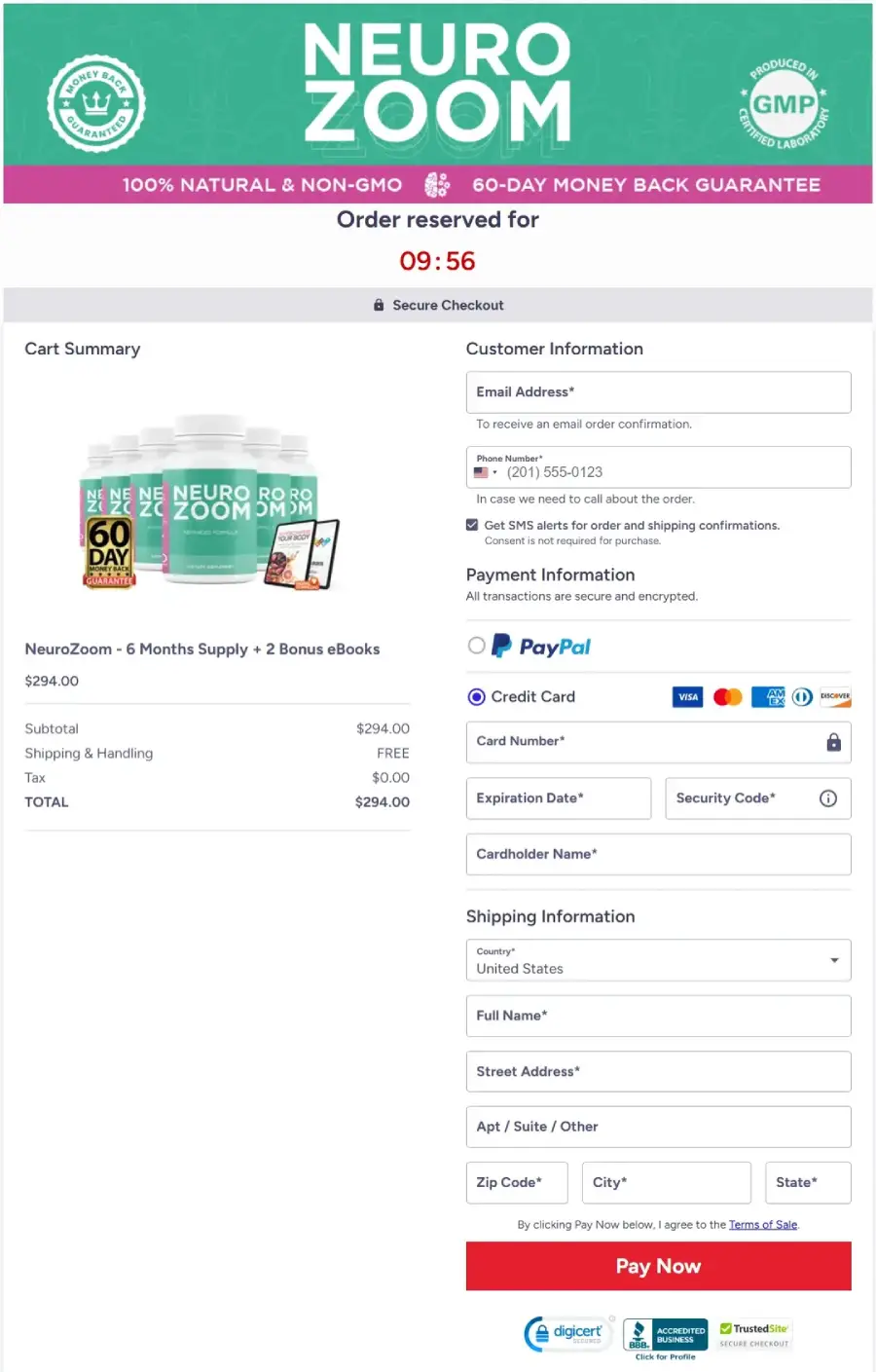 NeuroZoom encrypted checkout security graphic